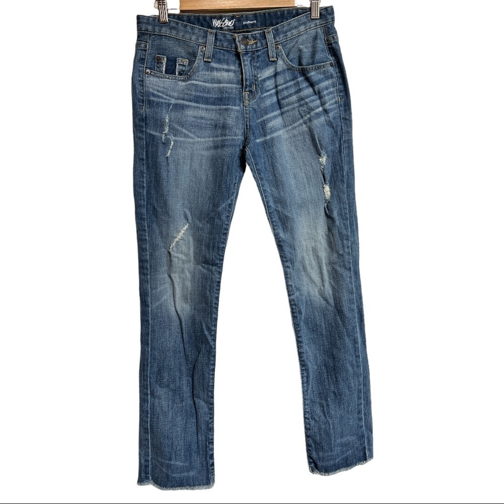 MOSSIMO BOYFRIEND RAW HEM DISTRESSED STRETCH JEANS SIZE 2
